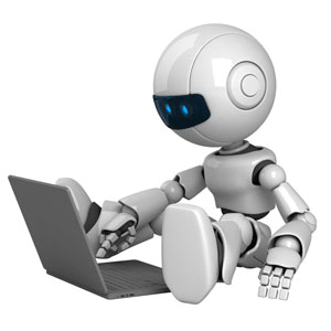 robot with laptop